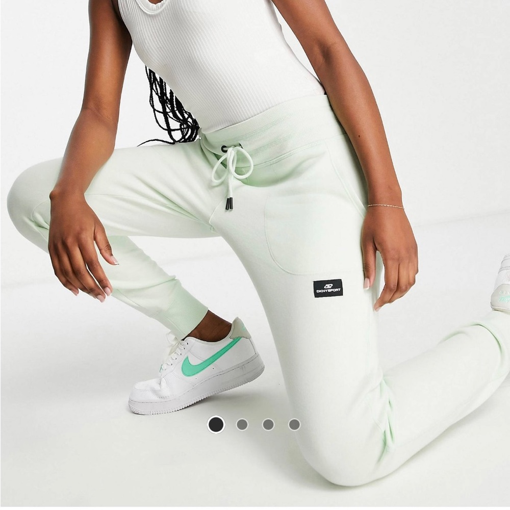 DKNY logo patch cuffed sweatpants in neo mint